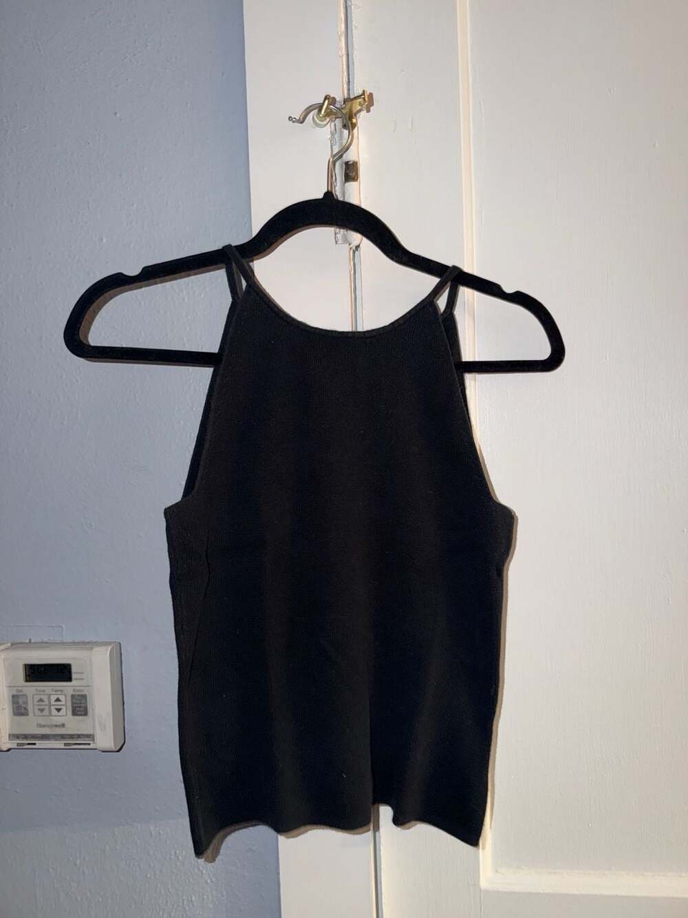 Xhilaration Black Ribbed Knit Halter Tank Top Size S